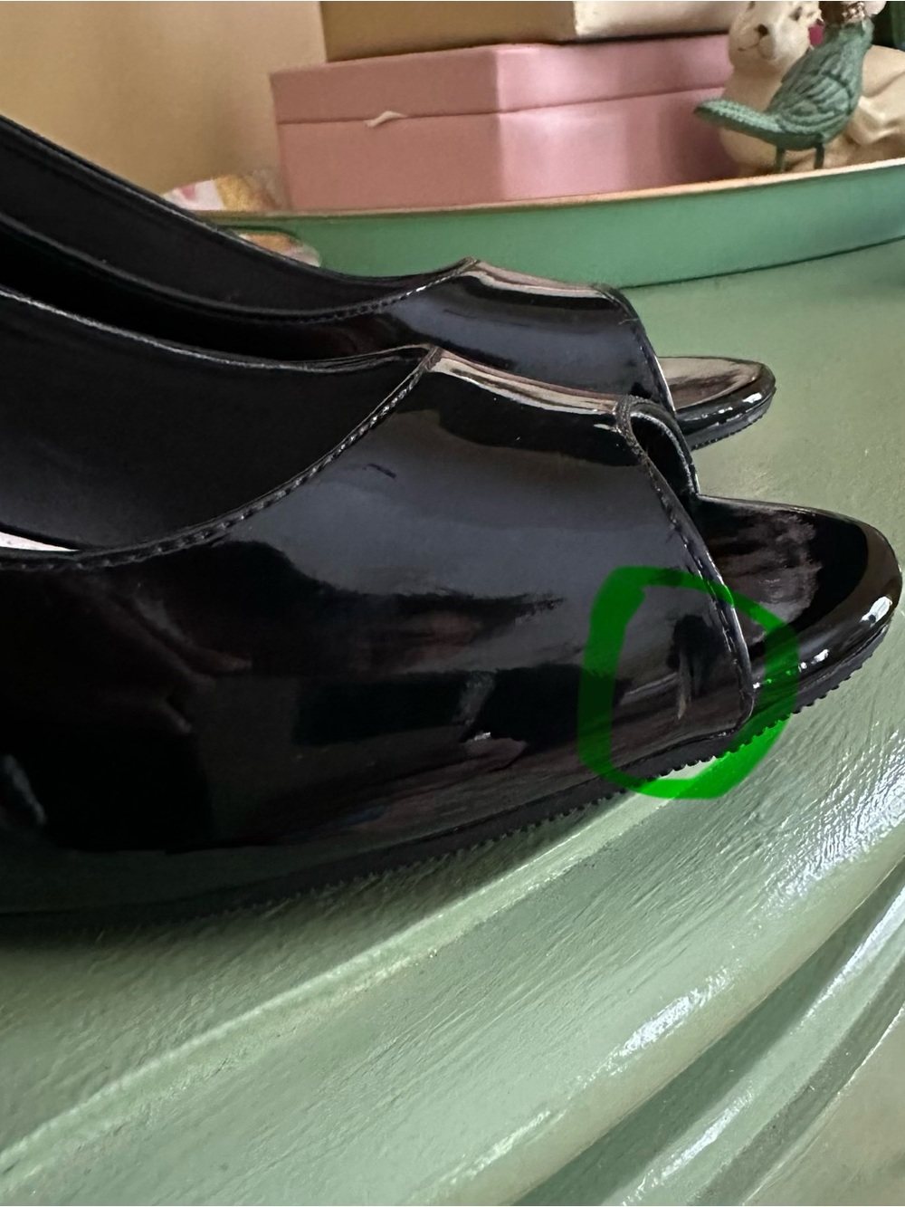 CL by Laundry Black Patent Peep-Toe Wedge Sandals Heels Shoes Size 10 - Picture 5 of 12